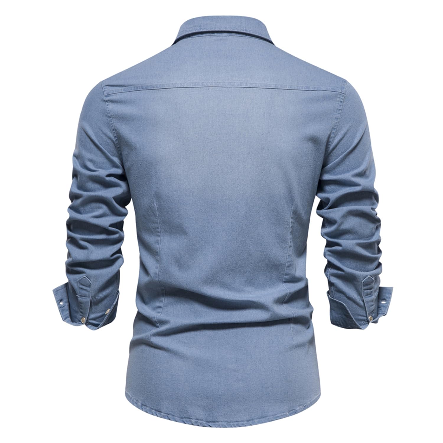 Camicia in Denim Uomo Maniche Lunghe Business Casual Shirt in Jeans Uomo Camicia