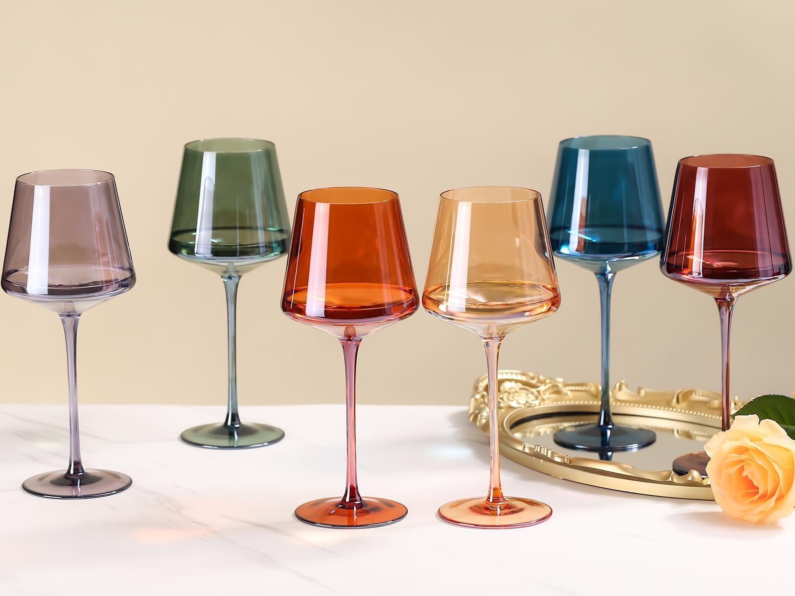 comfit Farbige Kristall-Weingläser, Set mit 170