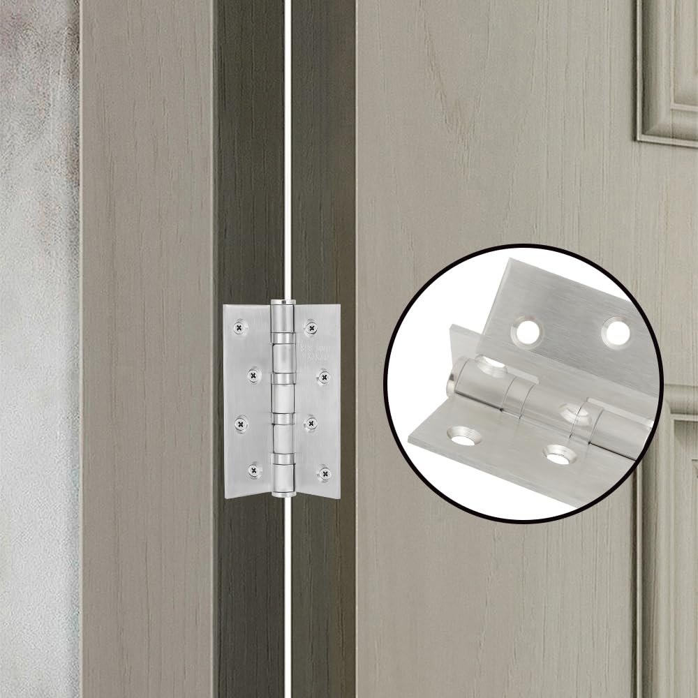 Confezione da 6 cerniere quadrate per porta interna in acciaio inox, 10,2 x 7,6 cm, cerniere per porte interne, cerniere per finestre, cerniere per porte esterne con viti