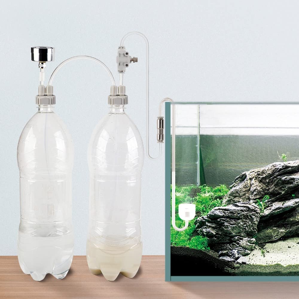 DONGKER Kit de générateur de CO2 à monter soi-même pour aquarium, tube de valve avec manomètre pour aquarium