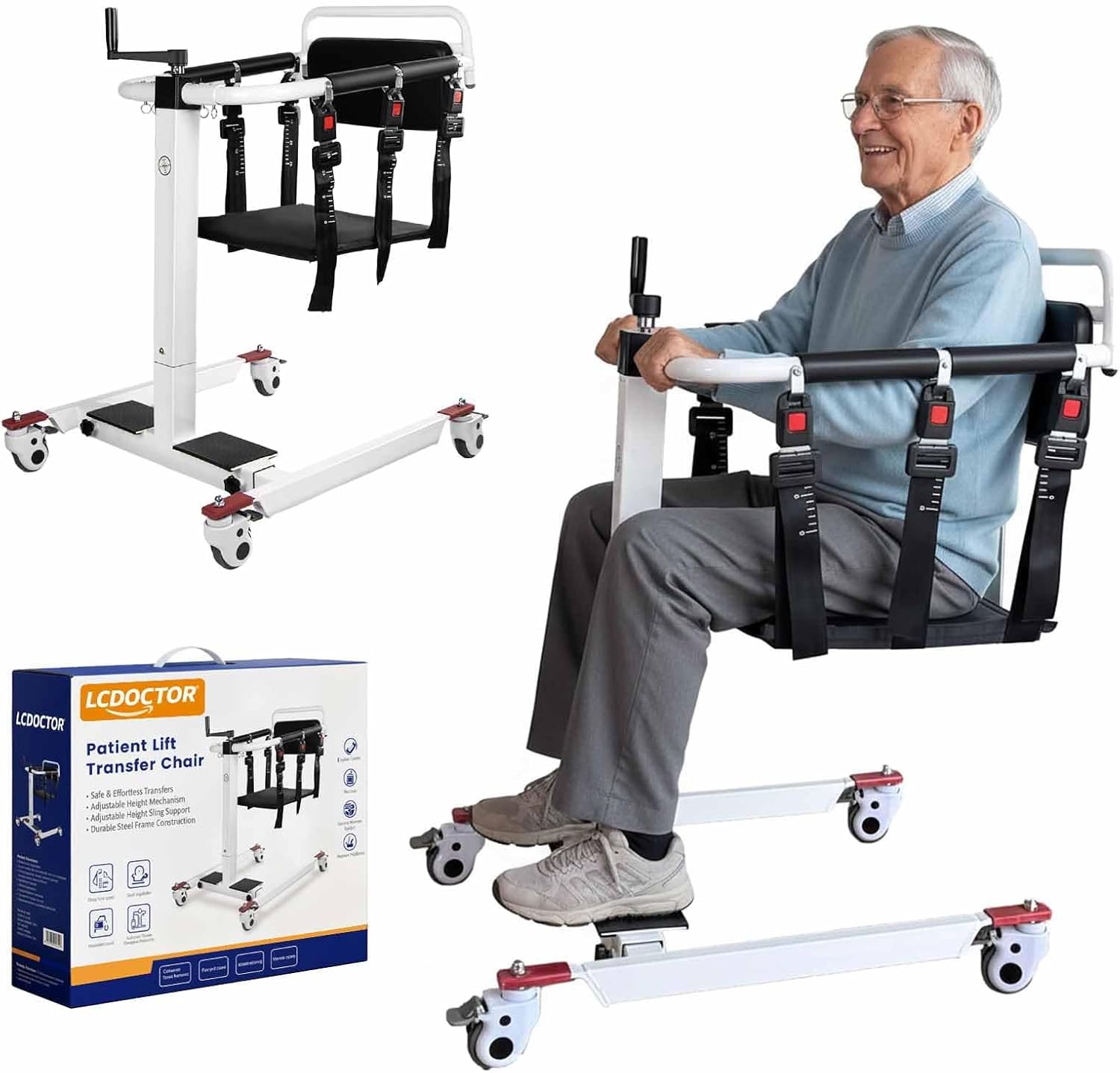 Patient Lift Transfer Chair, Transfer Chairs for Seniors, Lift Assit Chair for Elderly and Disabled, Transfer Wheelchair to Car Device, Sit to Stand Lift Aid