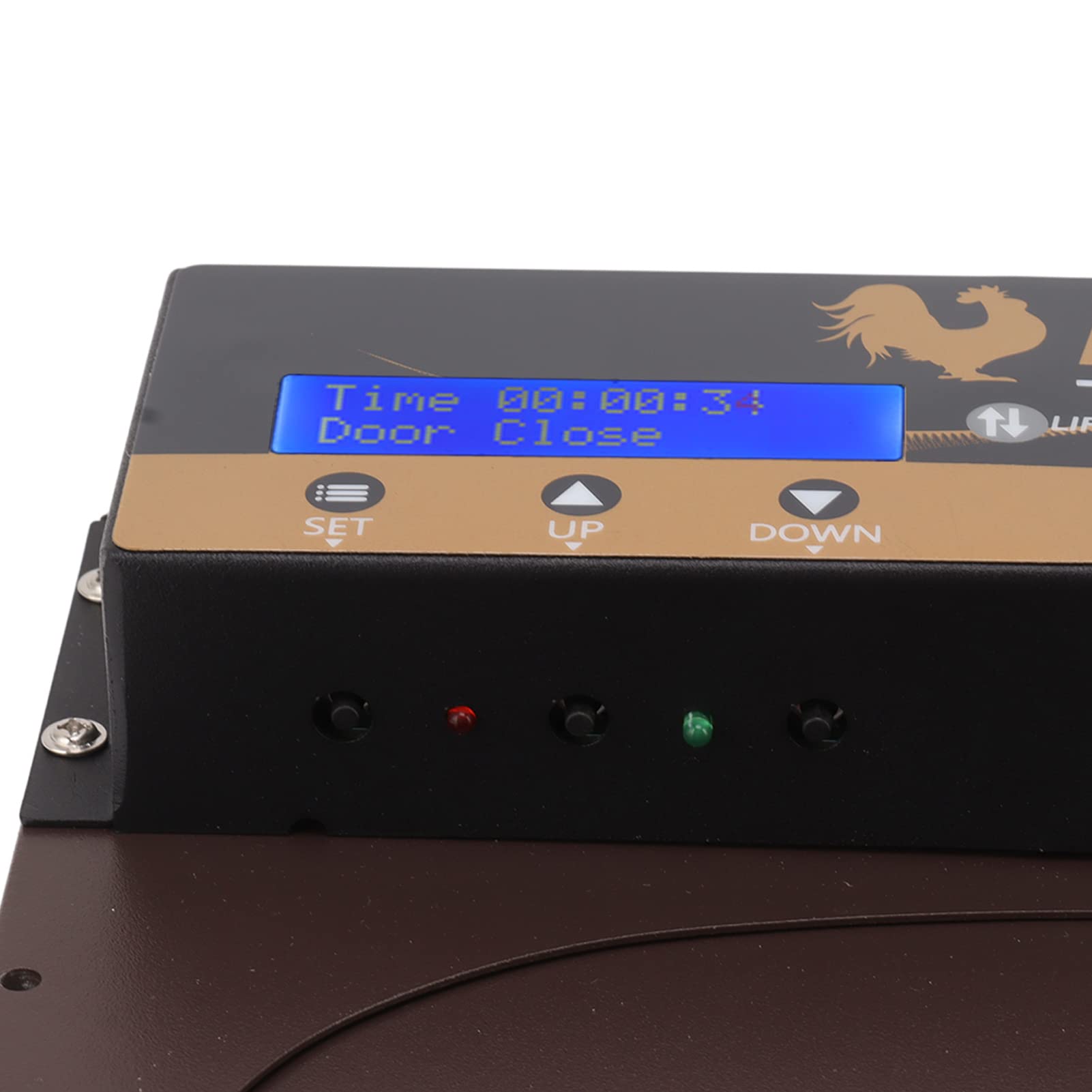 Porta Automatica per pollaio con Timer, Lega di Alluminio, LED, Display HD, Porta Automatica per polli alimentata a Batteria, per Fattoria (Marrone)
