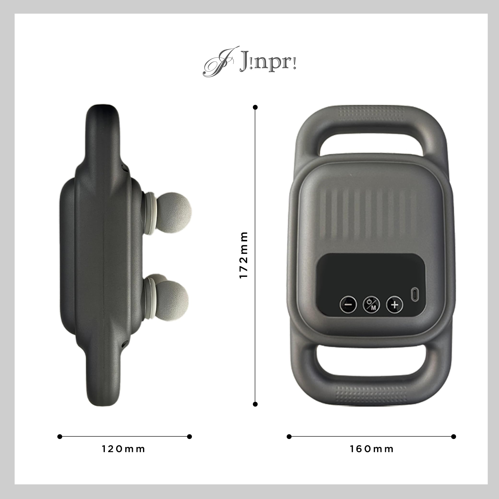 JINPRI Deep Tissue Massage Gun with 4 Interchangeable Heads - Muscle Massager for Back, Neck, and Body Pain Relief Rechargeable, Quiet, and Lightweight Therapy Device (4-Head) 2