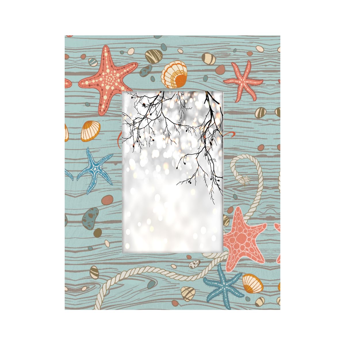 Pardick Beach Ocean Starfish Shells Picture Frame 4x6 Wood Photo Frames Display Pictures 4x6 Without Mat Tabletop Picture Frame for Bedroom Living