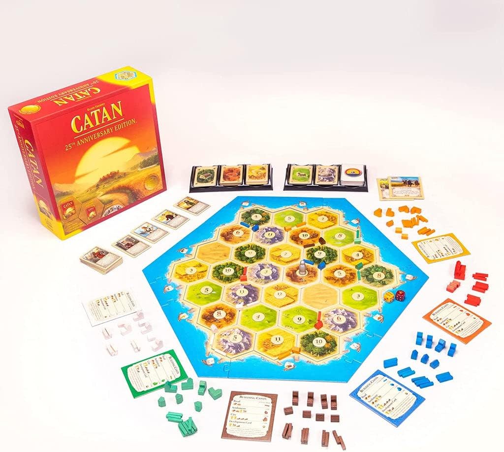 CATAN Board Game 25th Anniversary Edition | Includes The Base Game and The 5-6 Player Extension | Family Board Game | Board Game for Adults and Family | for 3 to 6 Players | Made by Catan Studio