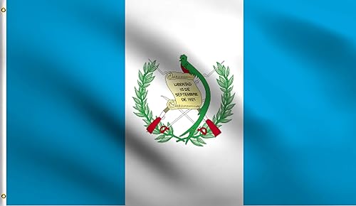 DMSE Guatemala Escudo de Armas Guatemalteco Pabellón Nacional Azuliblanco Bandera de 2 x 3 pies 100% poliéster 100D resistente a los rayos UV