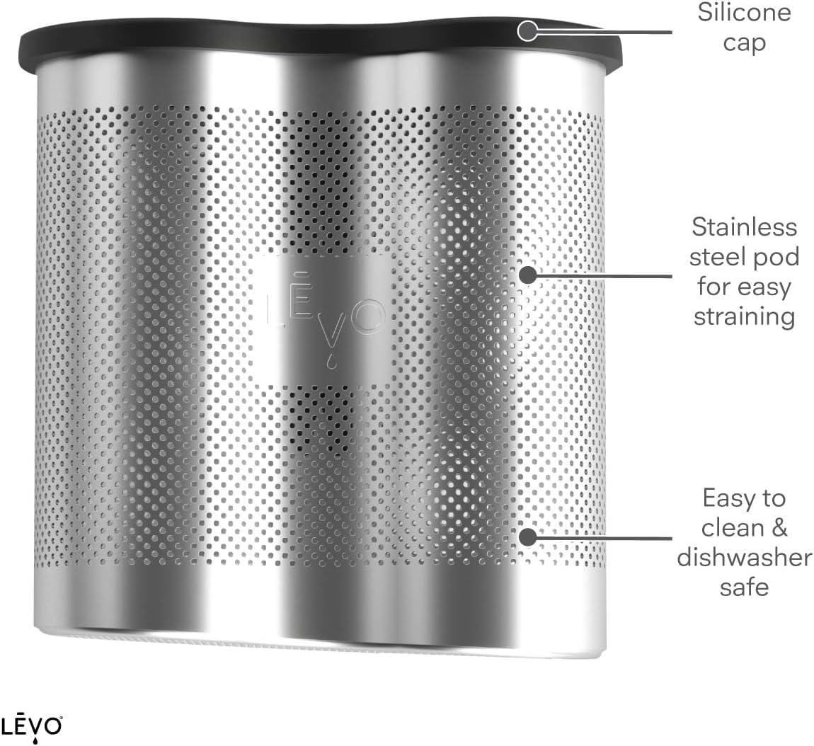 LEVO Lux Infuser Essential Bundle in Black Steel – Includes Herb Press, Herb Block Tray (Grey), Extra Power Pod & Infusion Sprayer - Make Your Own Infused Oils & Butter - Easy Herbal Infusion Kit