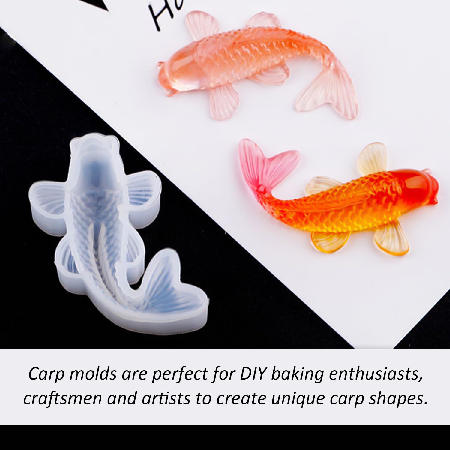 4-Piece Silicone Koi Pouring Mold - 3D Animal Resin Mold for DIY Cake Baking, White, 6cm*4cm*2cm - Image 4