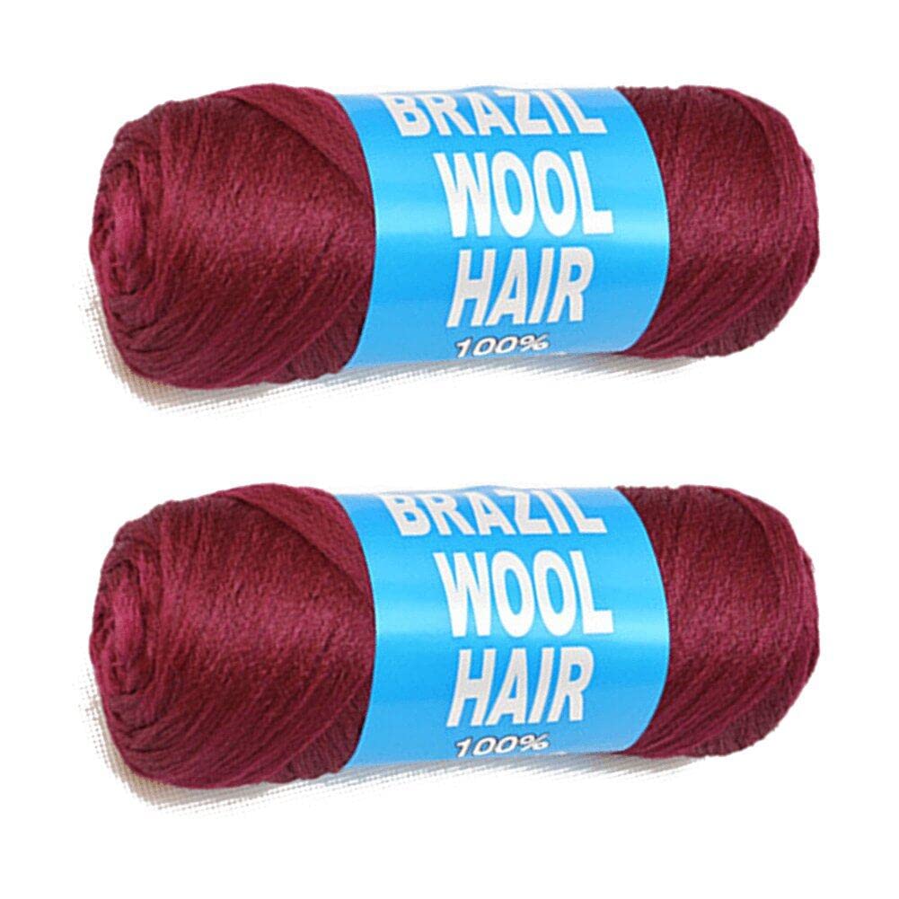 Fituenly Wine Red Brazilian Wool Hair 1 Roll Acrylic Yarn For African Hair Braiding Sengalese Twisting Jumbo Braids/Crochet Locs/Wraps/Dreadlocks