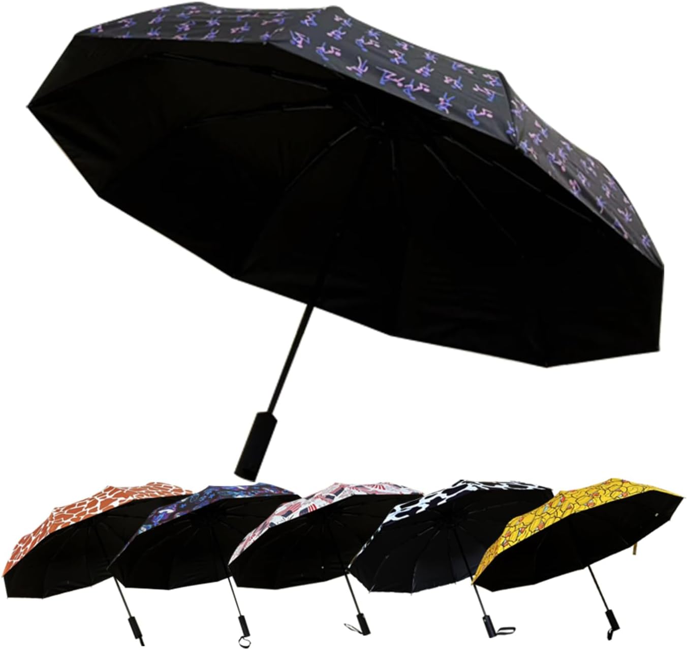 Windproof Travel Automatic Umbrella, 10 Ribs, Rainproof Foldable, Uv-Resistant, Portable