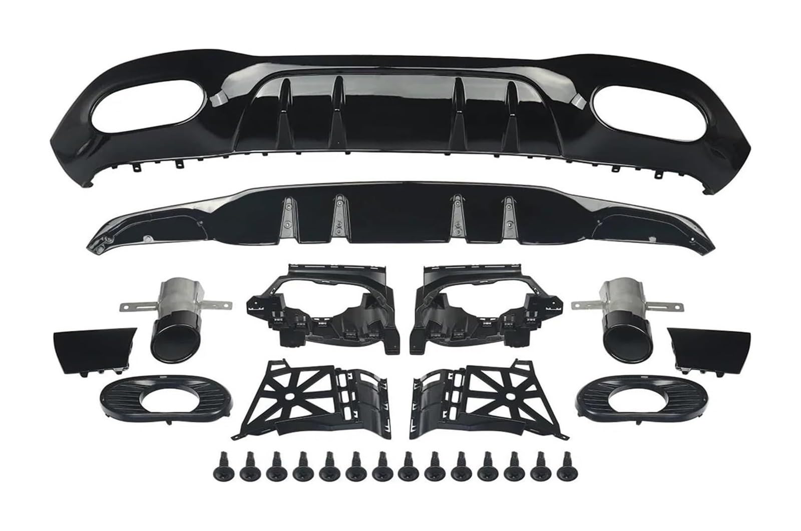 Pour Classe A W177 Pour AMG A35 Look 2018+ Diffuseur Arrière Tuyau D'échappement Becquet Coffre Noir Extrémités