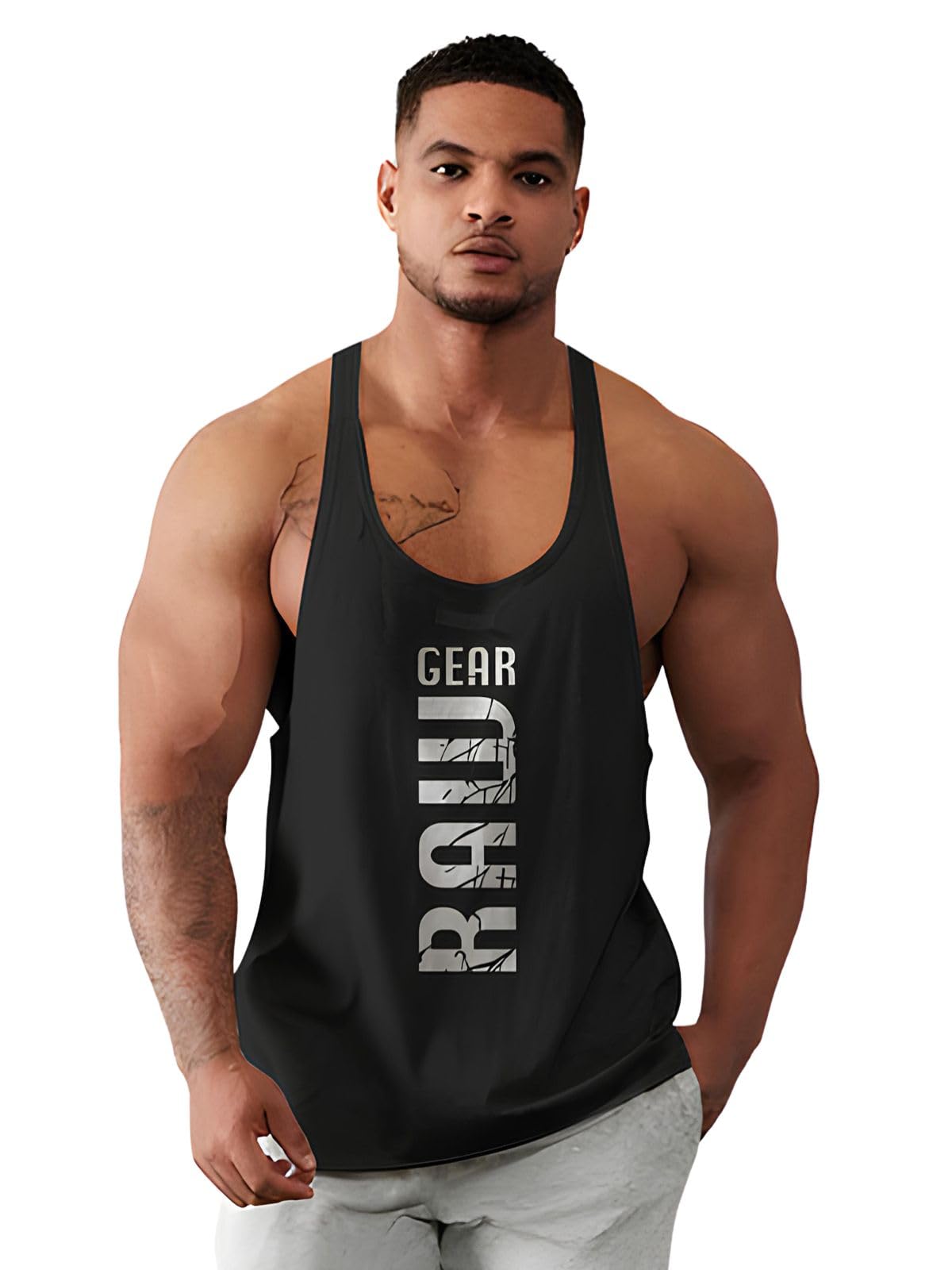 bab being beast apparel BAB Men's Regular Sleeveless Polyester Vest | Gym Vest | Gear Raw Printed | Sando Sports wear-picture-35