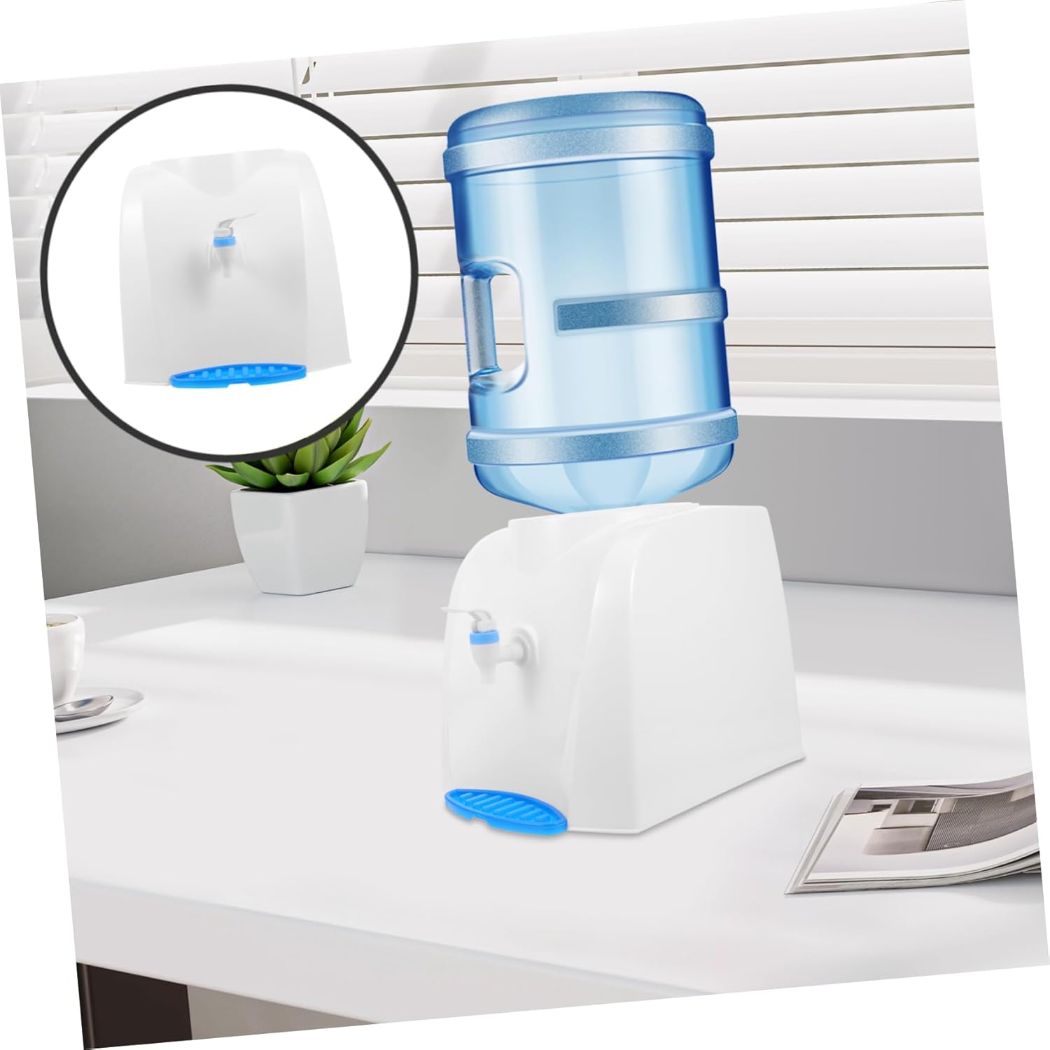 Mikinona Dispenser for Office Home Portable Desktop Water Jug Cooler Faucet Compact Stylish Design for Use Compatible Various Bottled Drinks