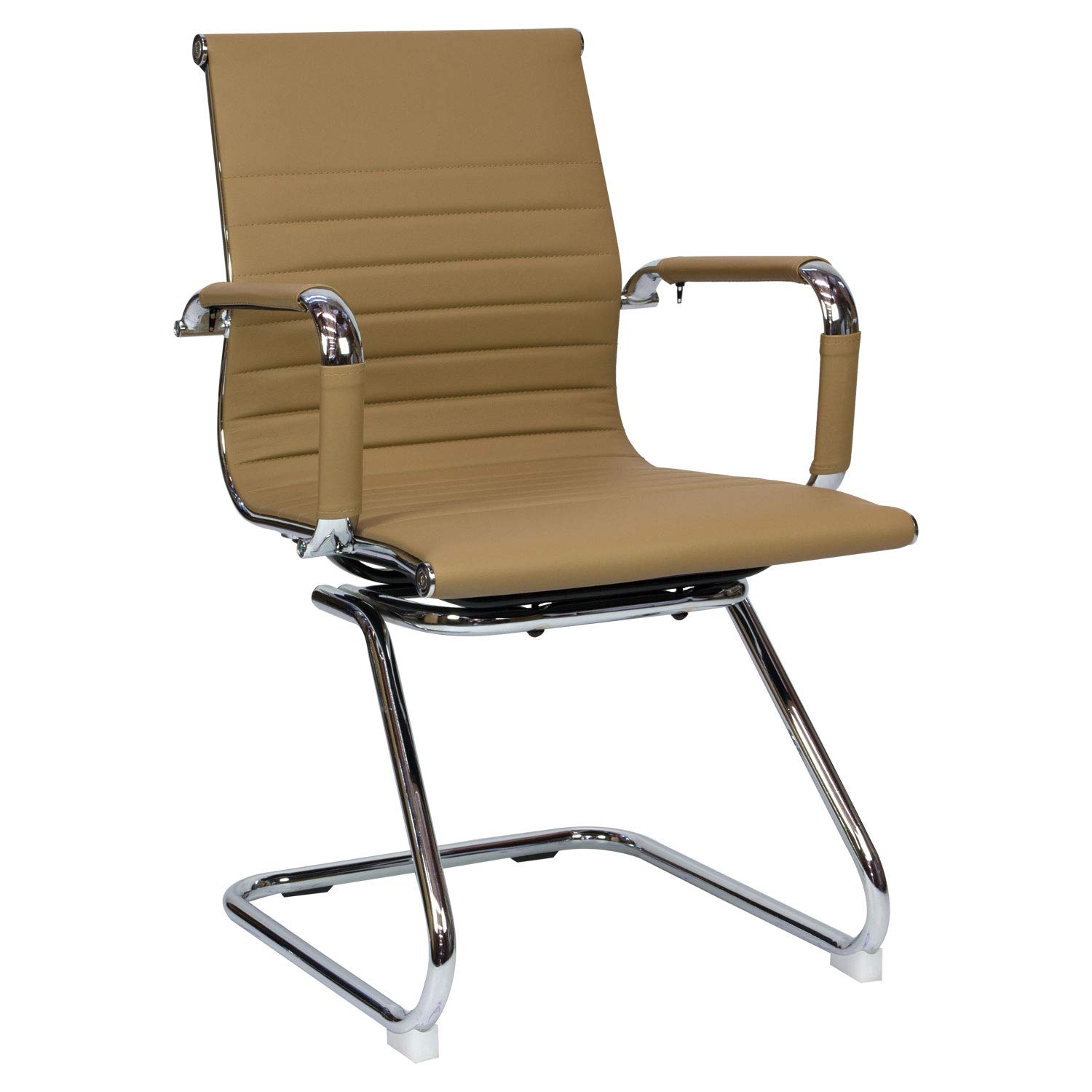 Cashoffice Silla de Confidente Símil Piel, Silla de Oficina Ergonómica (Beige)