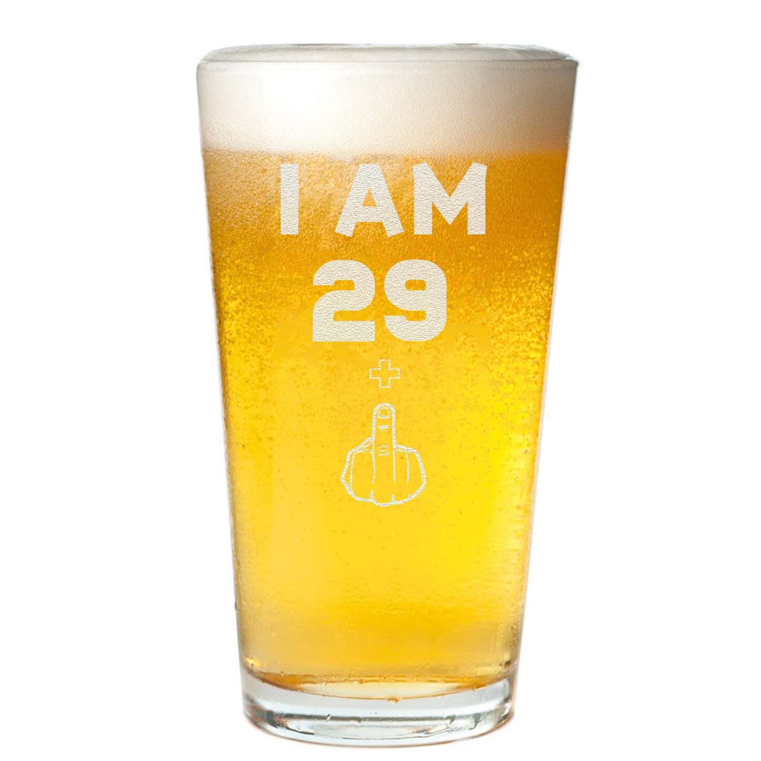 Veracco I am 29+1 Middle Finger 30 Years Beer Glass Pint 30th BirthdayGift For Him Her Dirty Thirty (Clear, Glass)