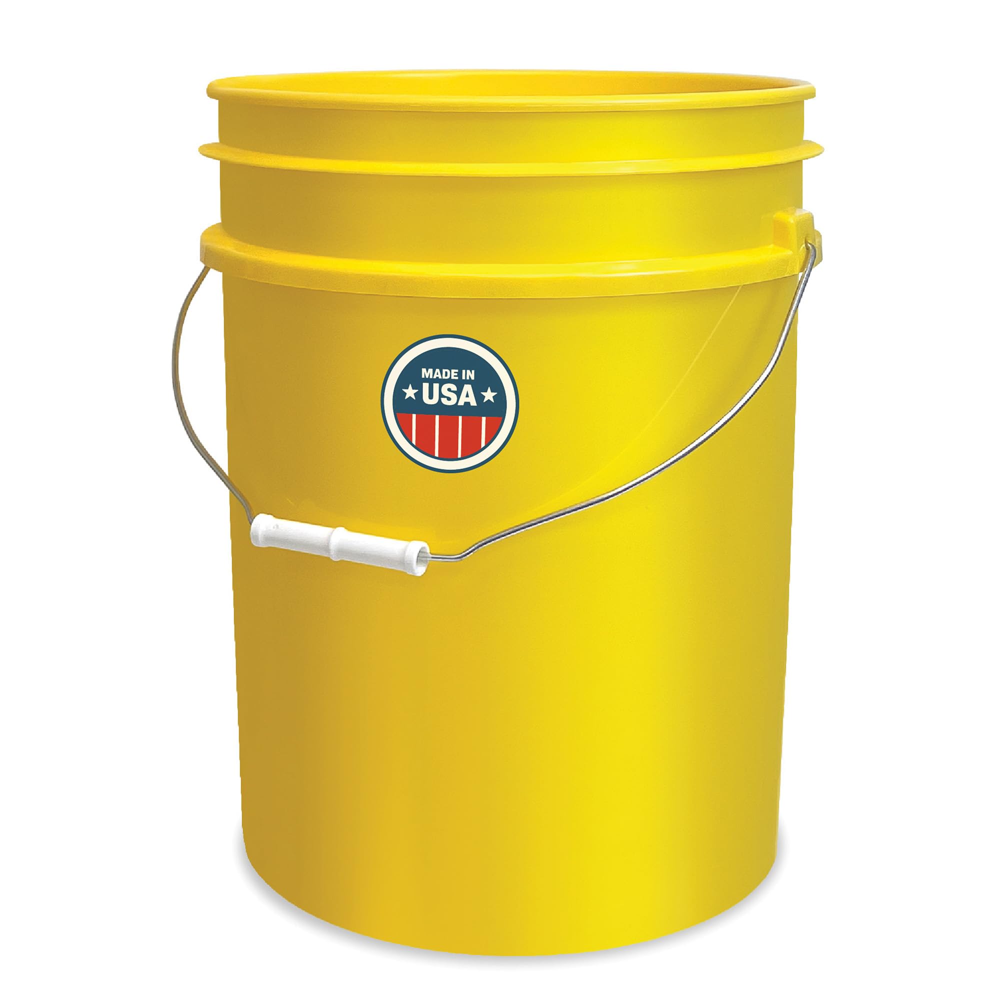 5 Gallon Bucket Only | Made in USA | Food Grade | Durable 90 Mil All Purpose Pail | BPA Free | Premium HPDE | Easy Stack and Store | Lids Not Included (Yellow, 1)