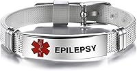 Vista 5 de TGLS Pulsera de emergencia roja con identificación de alerta médica para mujeres, hombres, primeros auxilios, personas mayores, alarma de salud