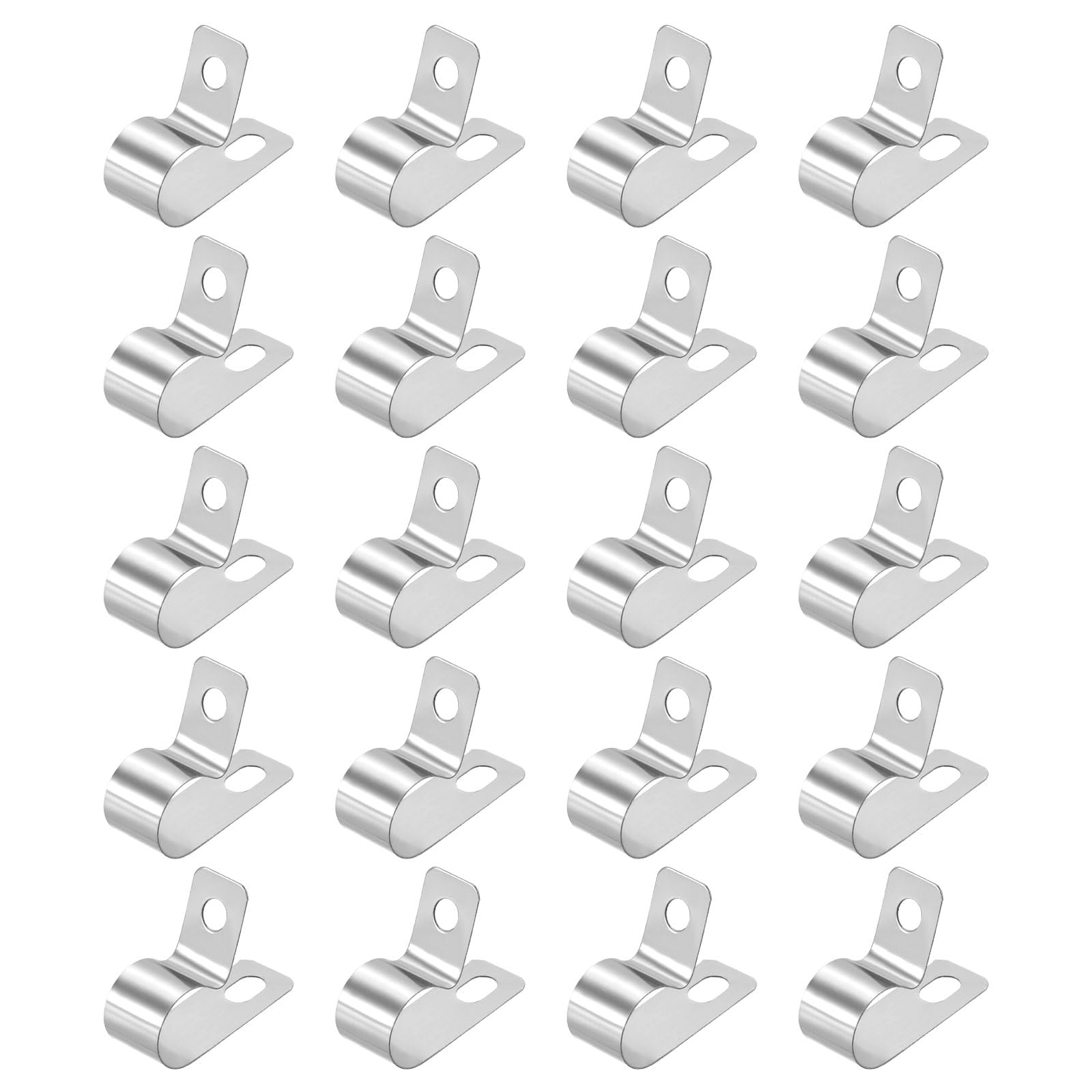sourcing map 20pcs Metal Wire Clamp 3/8" Inch (10mm) R-Type Cable Clip 304 Stainless Steel Conduit Cable Clamp Cord Fastener Holder Strap Clip for Industrial Household Installation Pipe Wire