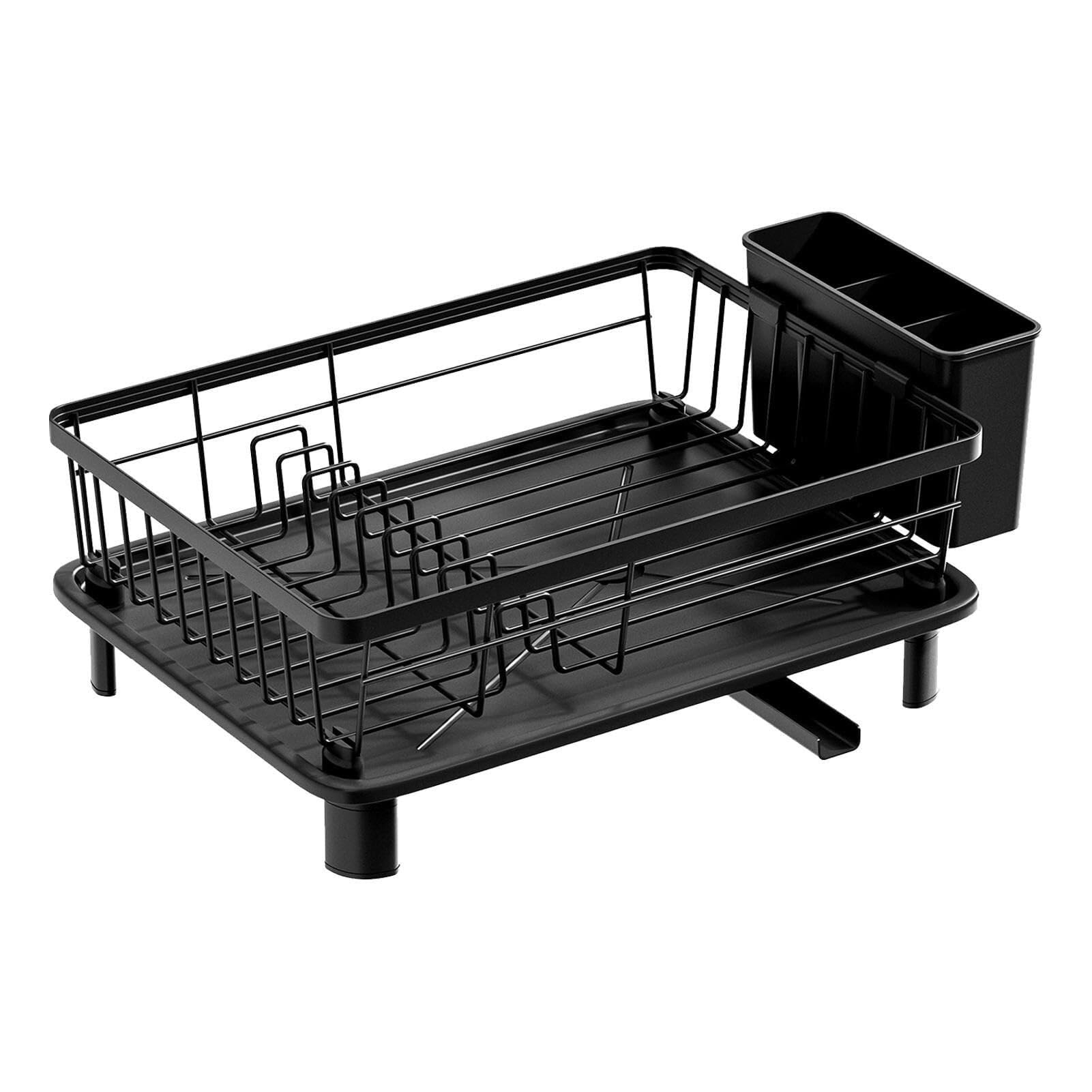 Égouttoir à vaisselle gain de place avec égouttoir et porte-ustensiles pour comptoir cuisine