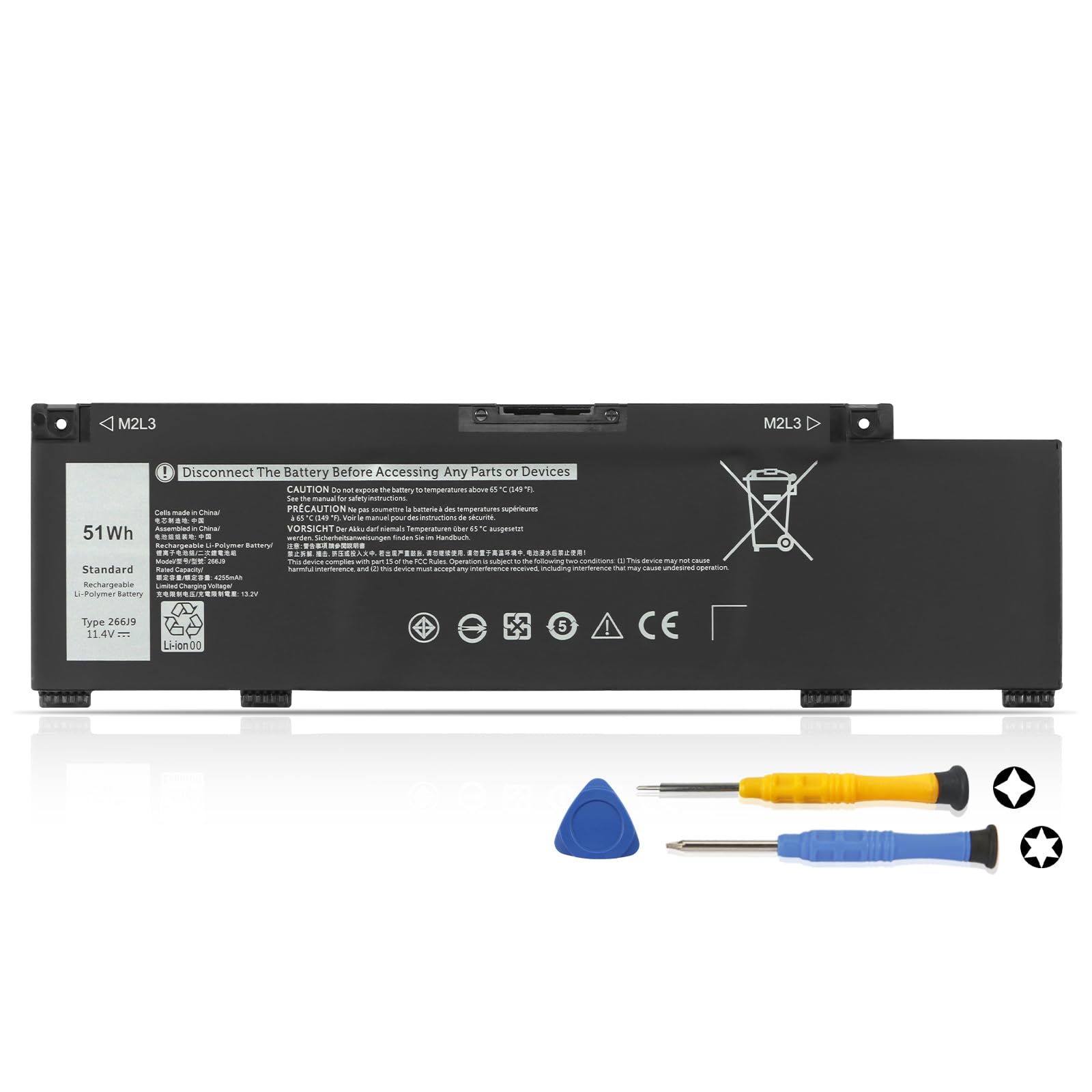 K KYUER 51Wh 266J9 Batterie pour Dell G3 15 3500 3590 3790 G5 15 5500 5505 SE Inspiron 5490 INS 15PR-1545W 1548BR 1645W 1742W M4GWP C9VNH PN1VN 415CG MV07R 0266J9 0PN1VN 0415CG 0M4GWP P89F P89F001