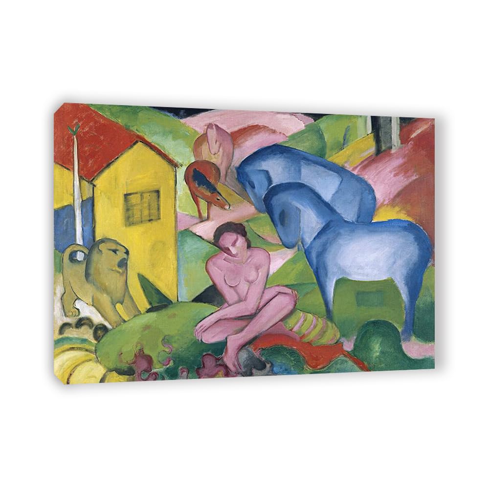 LZ6J8C9 Franz Marc《The Dream》 Famous Canvas Paintings Reproductions.(55x77cm(21.6x30.3in)/Inner Frame)