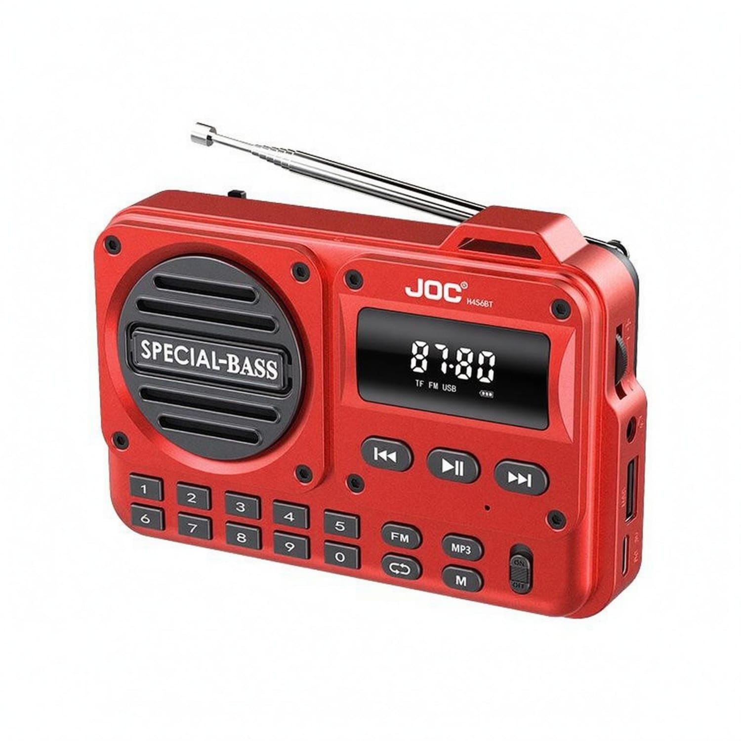 LED Display Portable Digital Radio Telescopic Antenna Bluetooth Radio Speaker Numeric Keypad Broadcast Receiver, Red, Chinese Manual-image-9