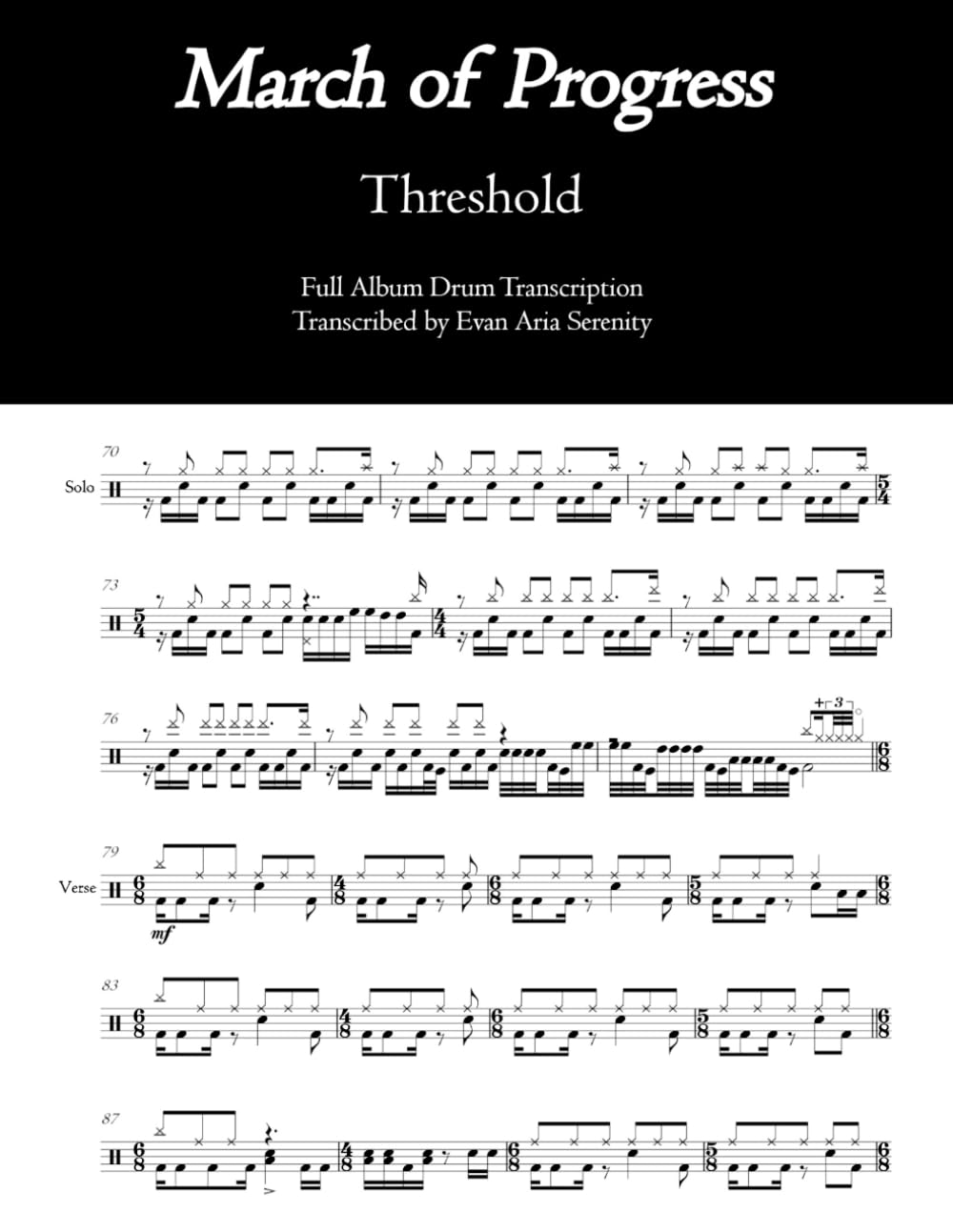 Threshold - March of Progress: Full Album Drum Transcription (JDS Drum Transcription Books)