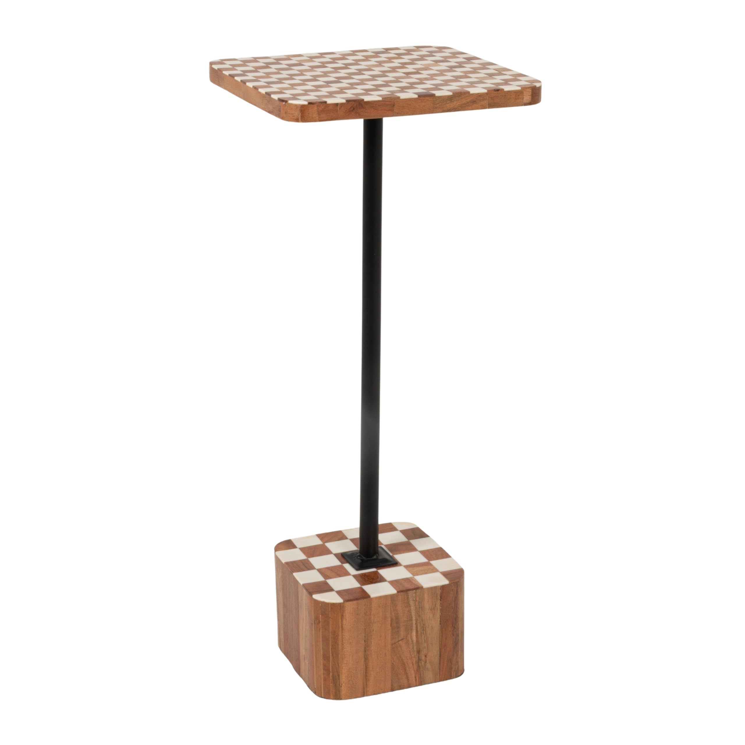 Creative Co-Op Wood Checkered Accent Table