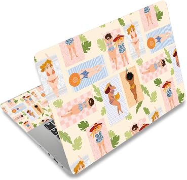 Universal Laptop Skin Protector,Scratch Resistant,Removable Adhesive,Fits Up to 15.6 Laptops - Customizable for Smaller Sizes | Multiple Designs Available Beach Sunbathing, 15.6 inch