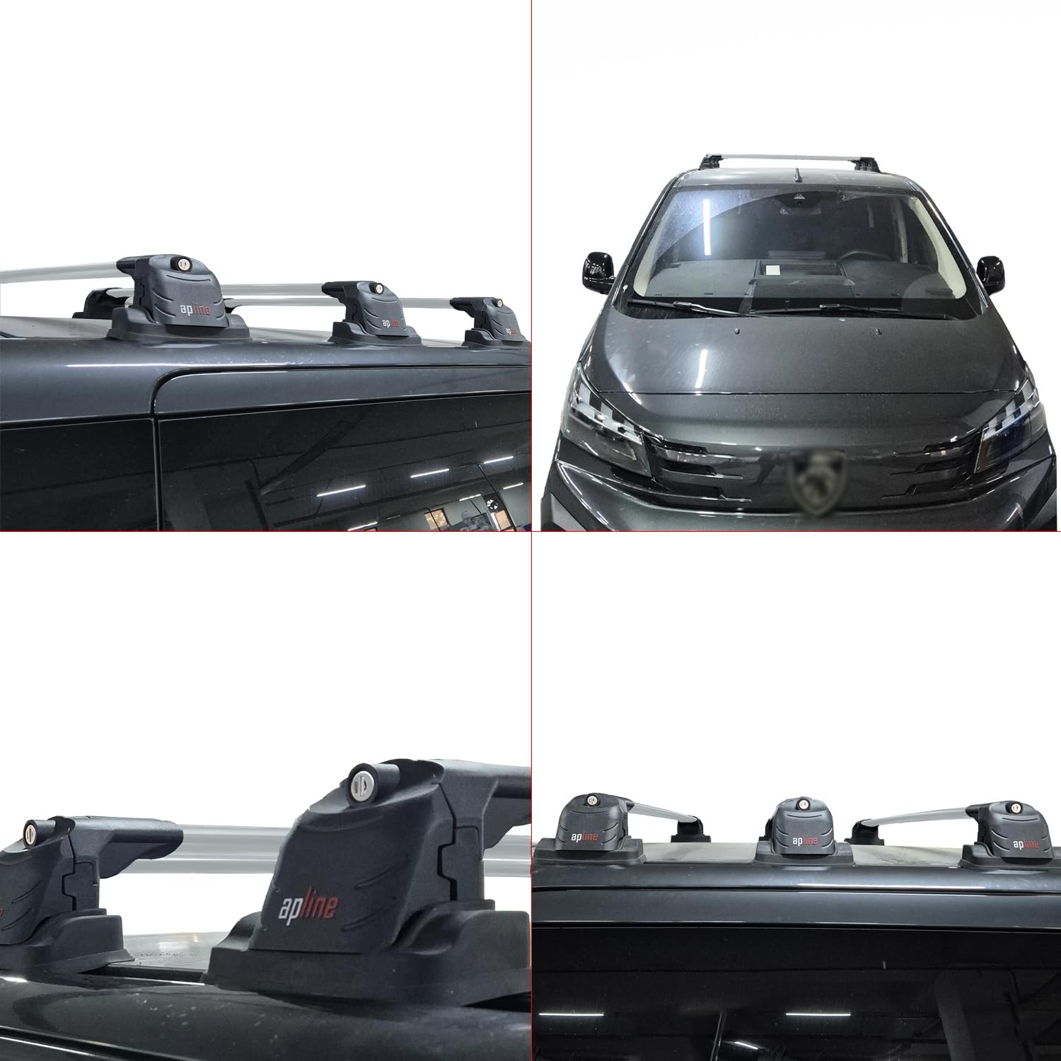 Compatible avec Peugeot Expert Traveller (K0) 2017-2026 ACE-3 Modèle Barres de Toit Railing Porte-Bagages de Voiture Aluminium Gris 2 Barres