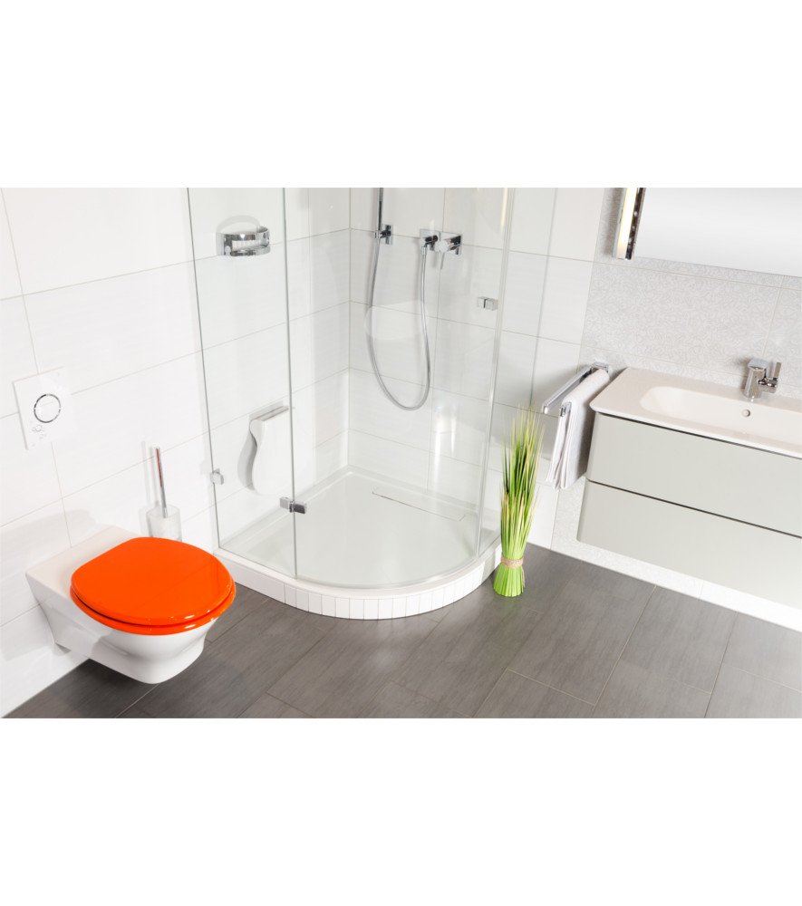 Sanilo Abattant WC, Grande sélection de lunettes de toilette en unis, Finition de haute qualité, Charnières robustes, Fixation facile (Orangé)