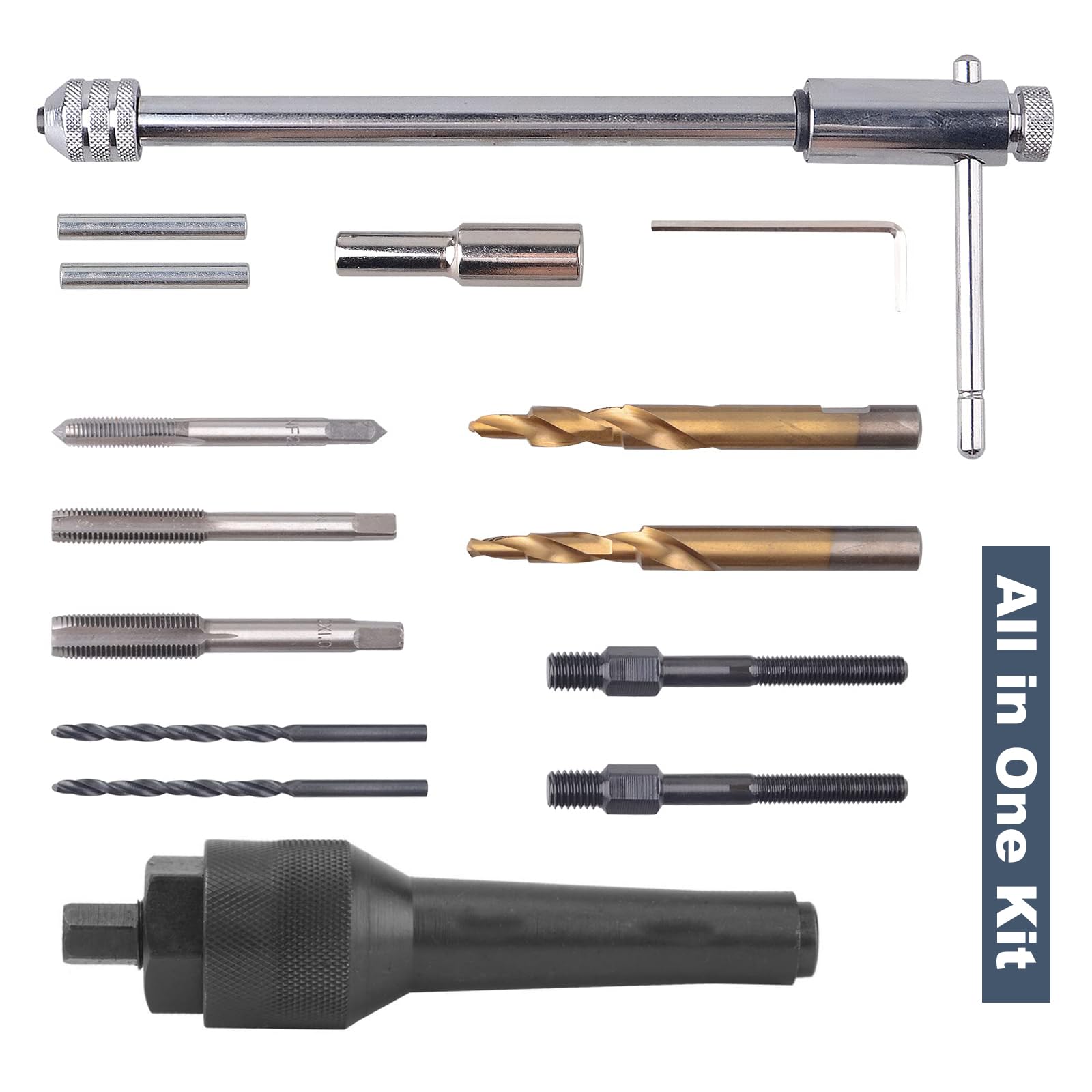 FreeTec 16 pzas Extractor Bujías Incandescentes, M8 M10 Herramienta Desmontaje Bujías de Incandescente Rotas, Kit Reparación Llave Rosca Bujía Incandescencia para VW Mercedes Opel CDI