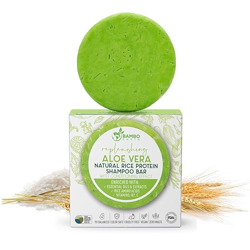 Barra de champú de agua de proteína de arroz sólido con jabón para el cabello con efecto acondicionador - Barras de champú para cabello con todos