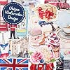 Navy Peony Eccentric England Travel Stickers (20pcs) for Scrapbooks, Journals