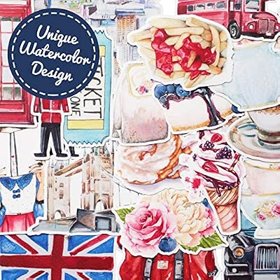 Navy Peony Eccentric England Travel Stickers (20pcs) for Scrapbooks, Journals