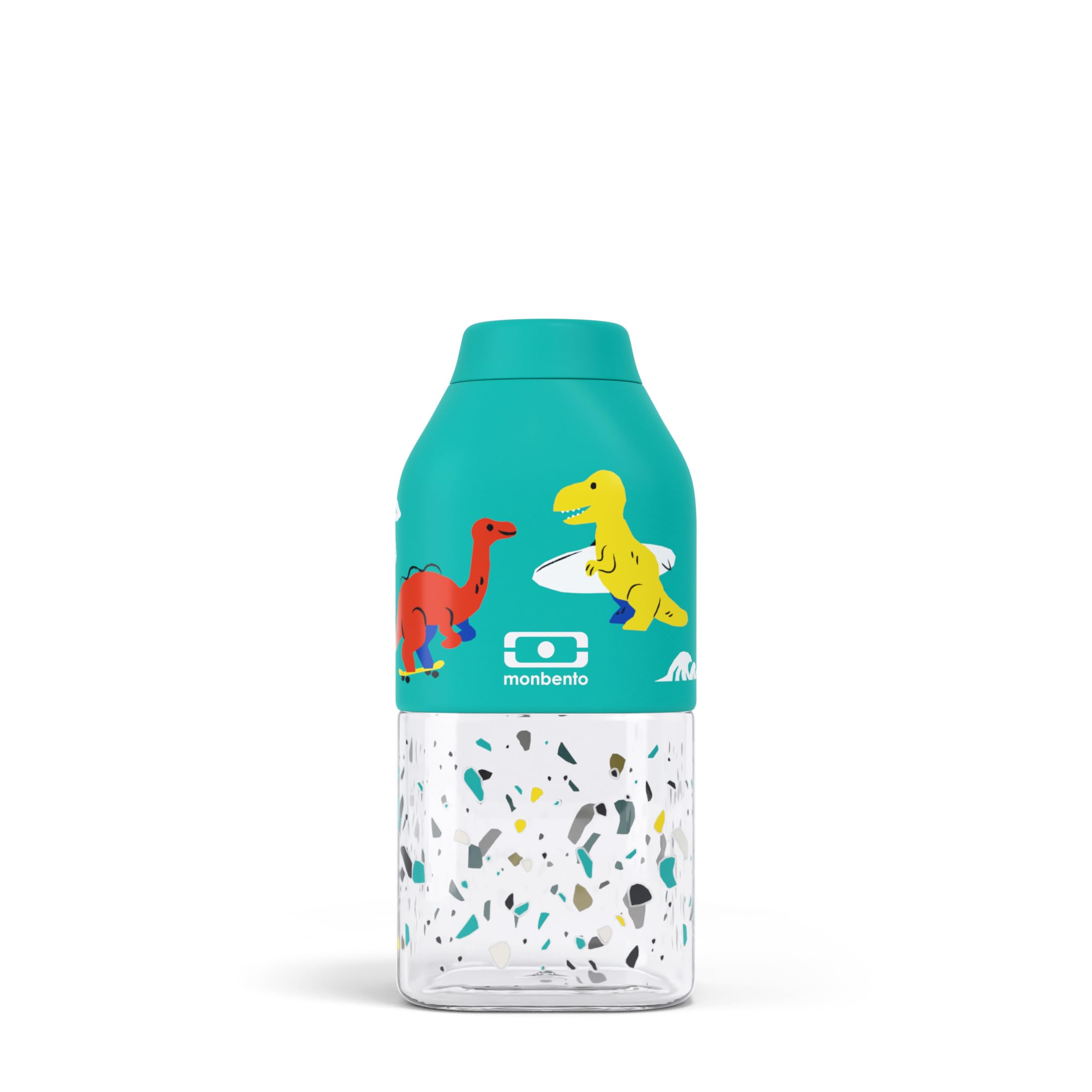 monbento - Boy's and Girl's MB Positive S Blue Dino Water Bottle - Children's Bottle for School, Sport, Picnic - Mini Plastic Bottle 330 ml Airtight - BPA Free - Blue Dinosaur Design
