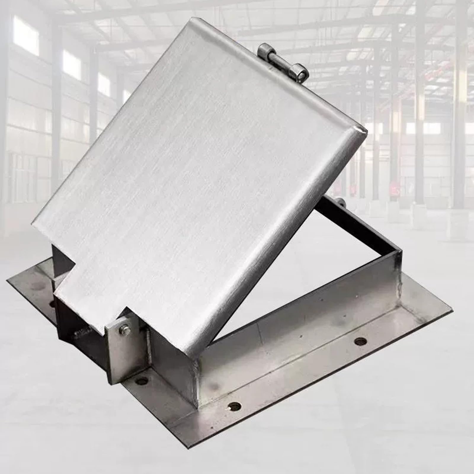 Chiusino Pozzetto Quadrato con Serratura, Tombino Carrabile in Acciaio Inox, Coperchio di Scarico Esterno In Metallo con Base per Drenaggio e Accesso Sotterraneo(30x30x6cm/12x12x2.4in)