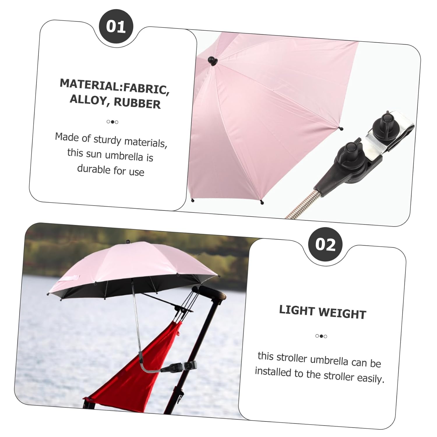 Vaguelly Stroller Umbrella with UV Protection Sunshade for Outdoor Use Lightweight Parasol for Windproof Rainproof Pushchair Shade Cover