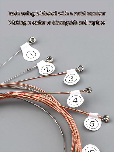 Miniatura 5 de JUSTPRO Cuerdas de guitarra, juego de cuerdas de acero de repuesto, cuerda de guitarra acústica, aleación de cobre, para guitarras de 6 cuerdas