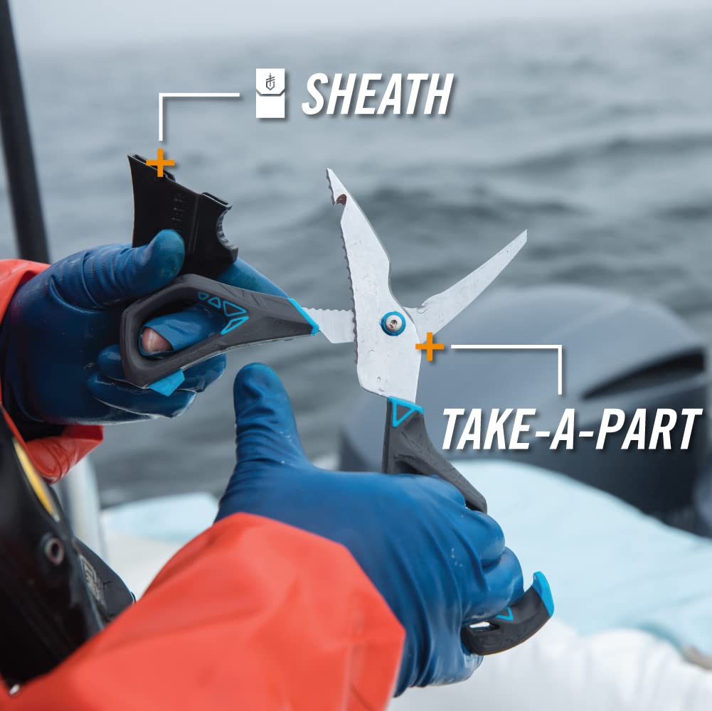 GERBER Take-A-Part Forbici Da Pesca Multiuso - Con Guaina, Per Pulire Ami E Squamare