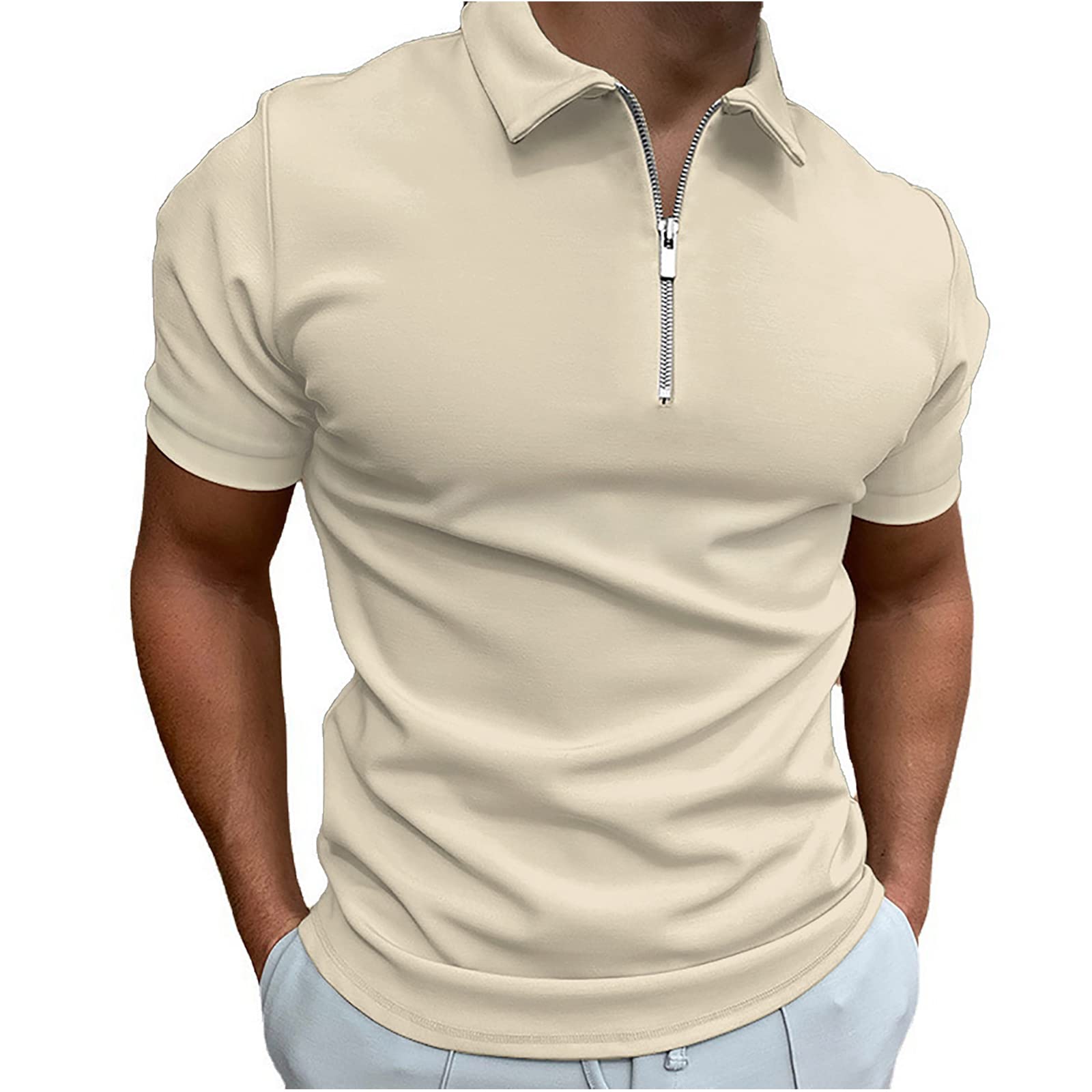 Thinking DustMen's Polo Shirts Shorts and Long Sleeve Casual Slim Fit Shirts for Workout Sports Golf Tennis