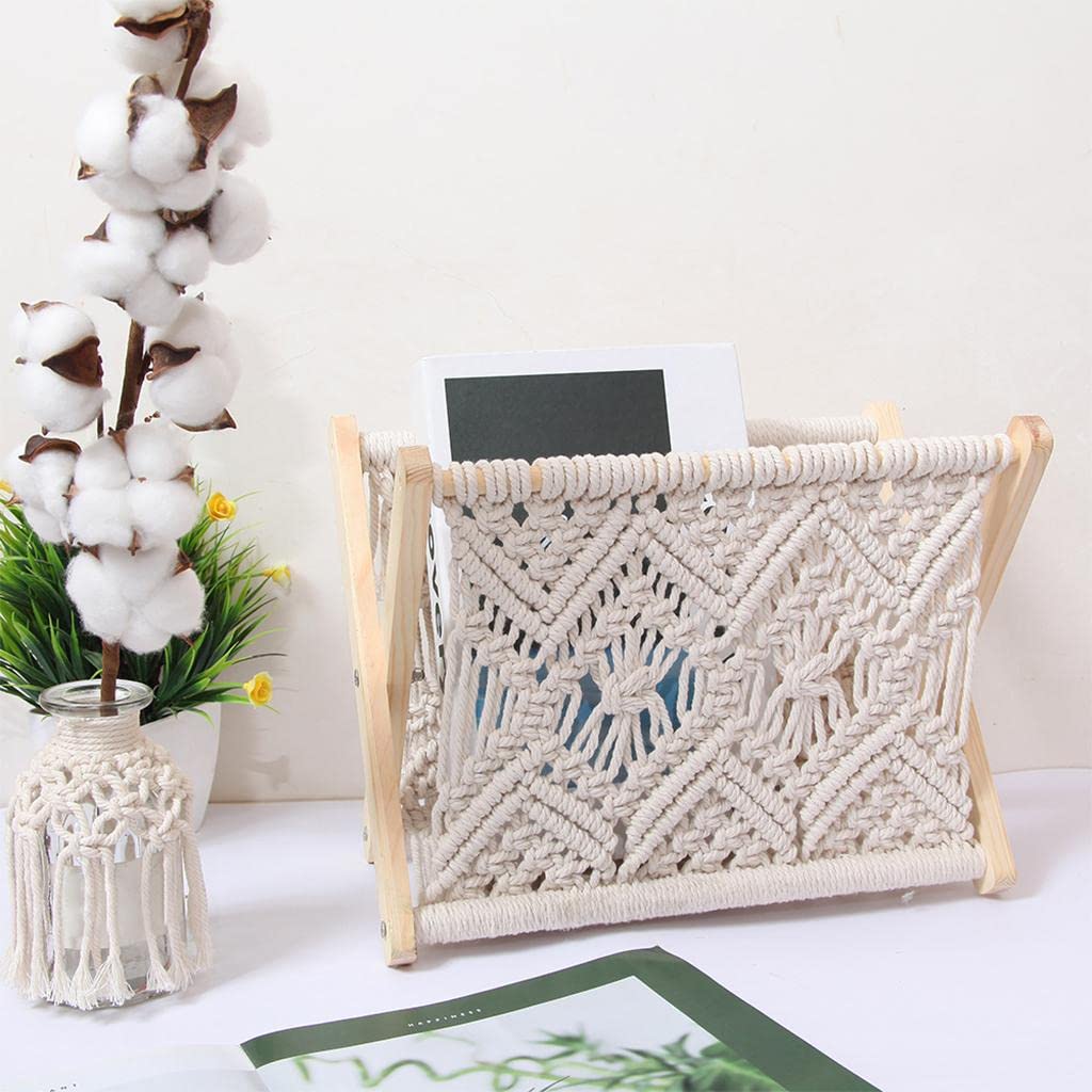 LICHTS Magazine Rack Storage Standing Basket Sundries Boho DIY Bathroom Office-image-12