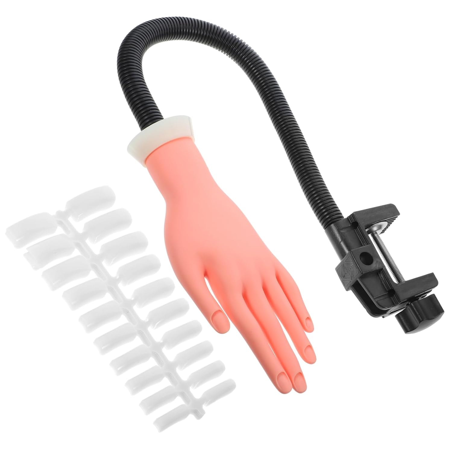 Healeved 100pcs Nail Art Tips Hand Model Practice Hand Sturdy Silicone Prosthetic for Beginners