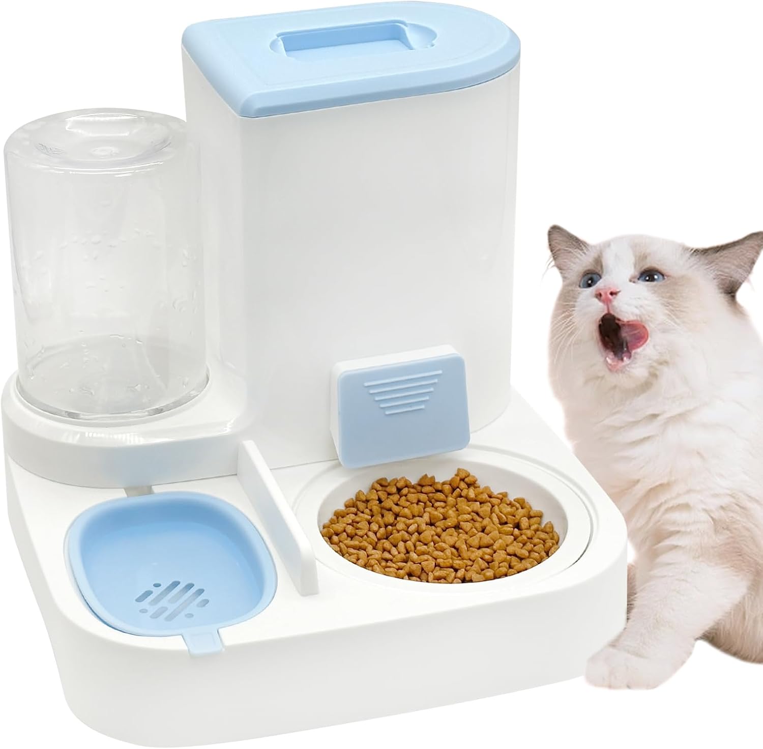 Fhiny Alimentador de gravedad para gatos y dispensador de agua, 2 en 1, bebedero automático para mascotas, juego de cuencos de cerámica