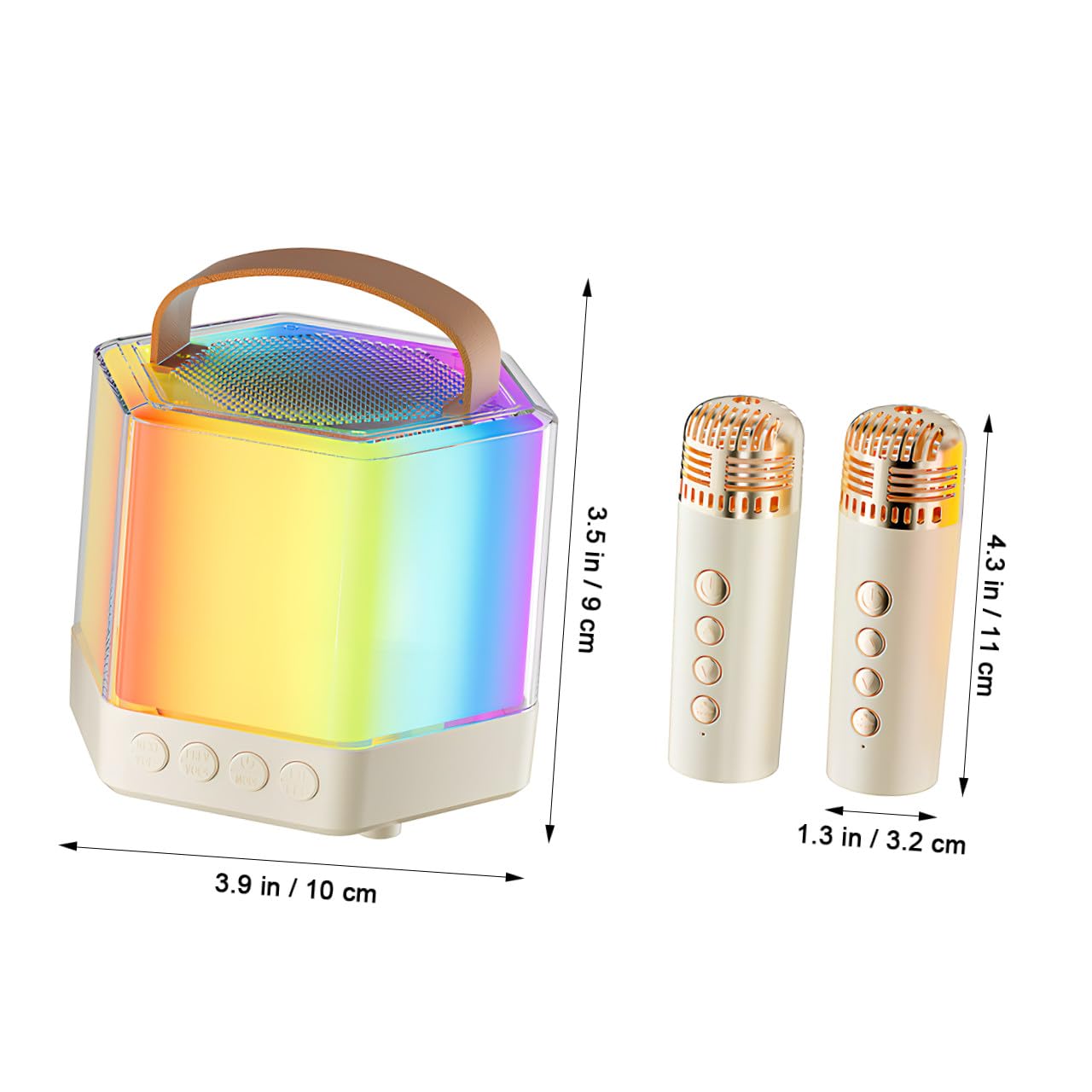 Mini Máquina de Karaoke Portátil Q7 Abs Beige 1200mah | Conjunto de Micrófono y Altavoz, Instant Karaoke sin Configuración Compleja, para Reuniones Familiares y Eventos