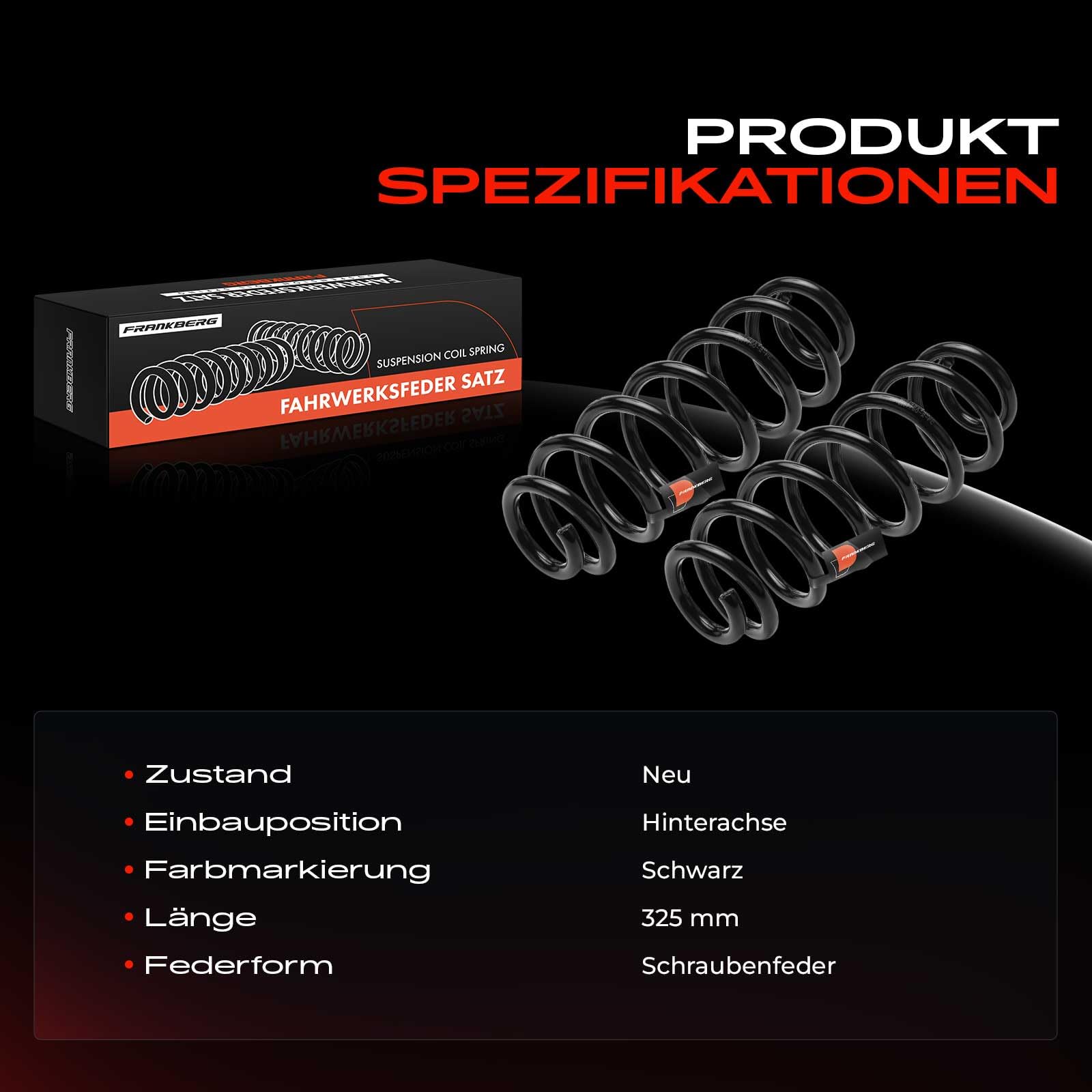 Frankberg 2x Fahrwerksfeder Hinterachse Kompatibel mit O.t.a.v.i.a II 1Z5 Combi J.e.t.t.a III 1K2 Stufenheck Golf Plus 521 5M1 Schrägheck Golf V Variant 1K5 Schrägheck Replace# RH6789
