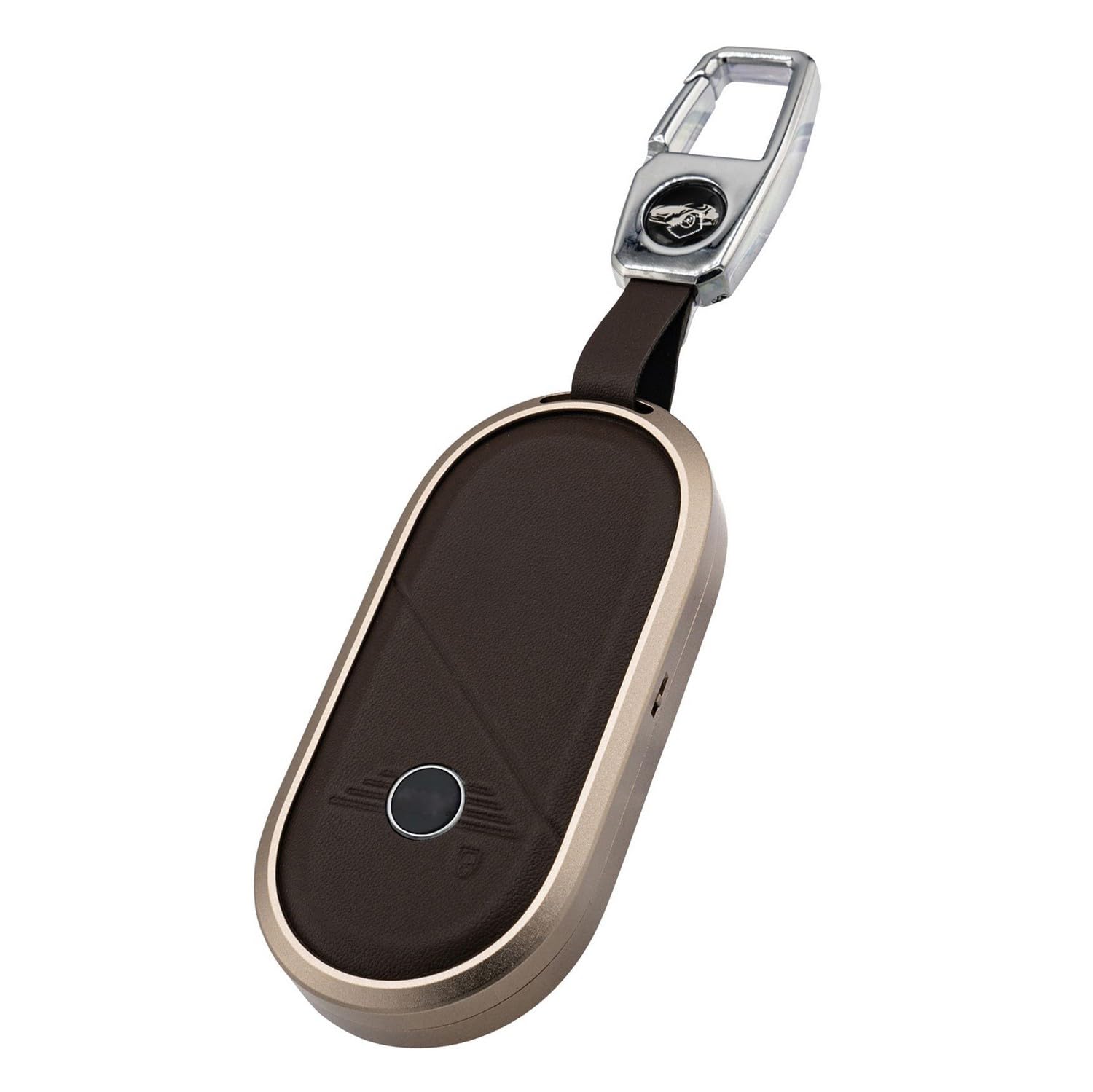 Skybell Key Case, Genuine Leather, Mini Cooper, F65, F66, F67, J01, J05, U25, BMW, Mini, Aluminum Alloy, Key Cover, Key Case, Smart Key, Skybell (Brown) : Automotive