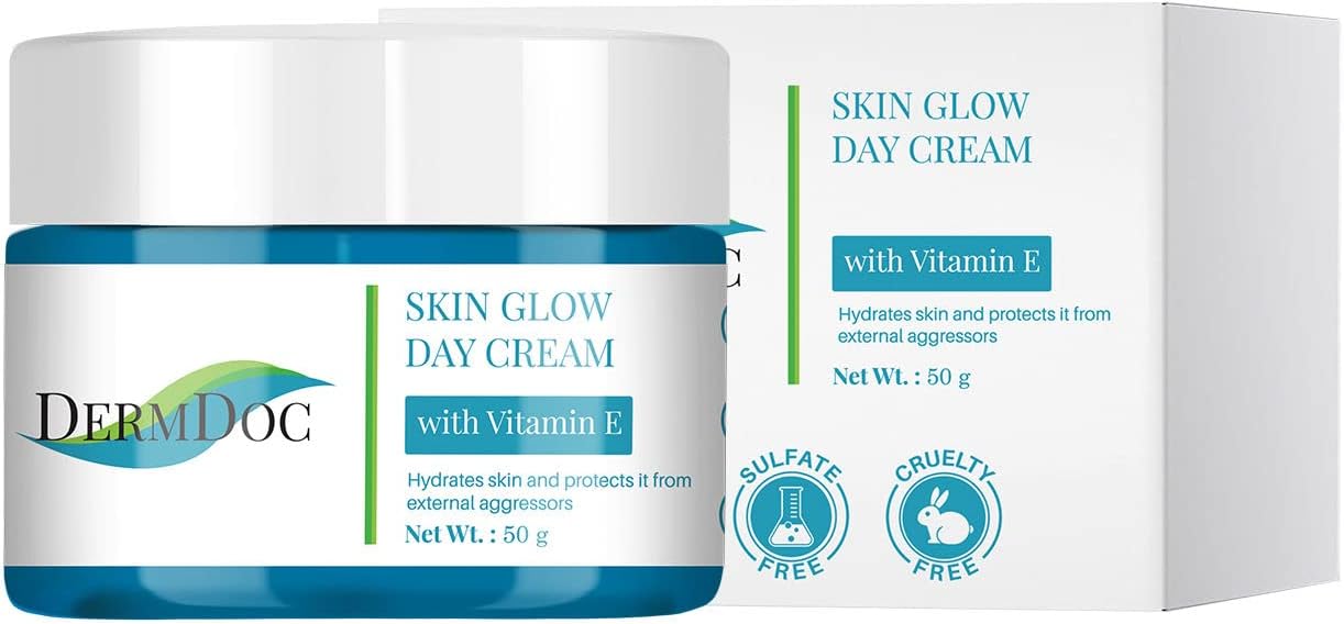 Skin Glow Day Cream With Vitamin E, 50 g | Oil Free Moisturizer With Gel Cream Texture For Normal to Oily Skin | Hydrates, Protects Skin From External Aggressors, No Parabens & Sulphates
