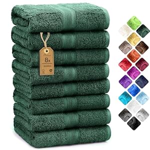 NatureMark 8-Pack Handdoeken, 50 x 100 cm, 100% Katoen, Donkergroen