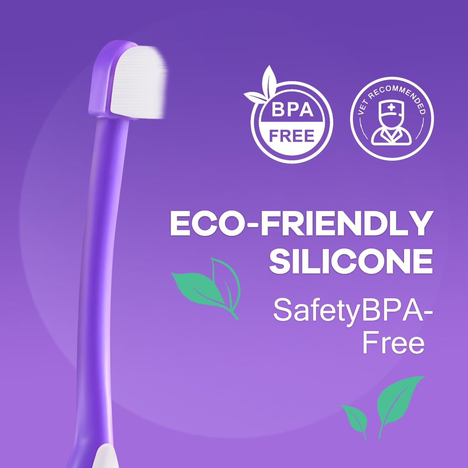 Zero-Pressure Pet Toothbrush for Cats & Small Dogs, Purple | Gentle Gum Comfort. Hygienic Standing Base. Soft Brushing Feel. Easy Daily Routine for Delicate Mouths.